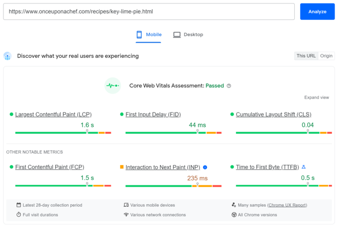 SEO basics: Page speed example